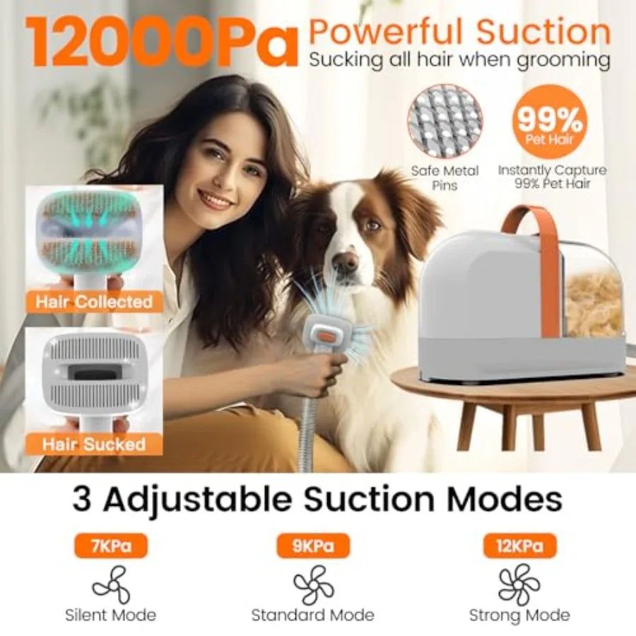 Dog Grooming Vacuum With Pet Clippers 12000Pa Power Low Noise