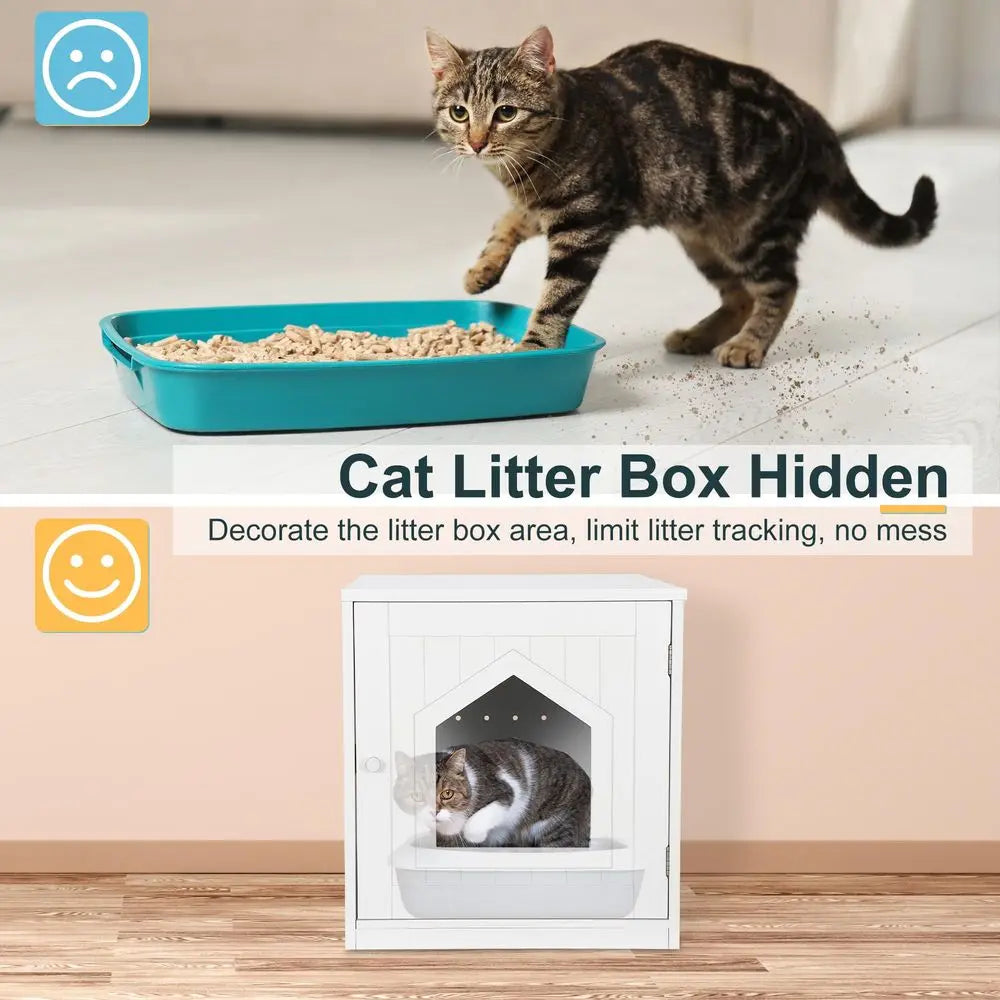 Cat Litter Box Enclosure Furniture Ventilated Hidden Cabinet Nightstand