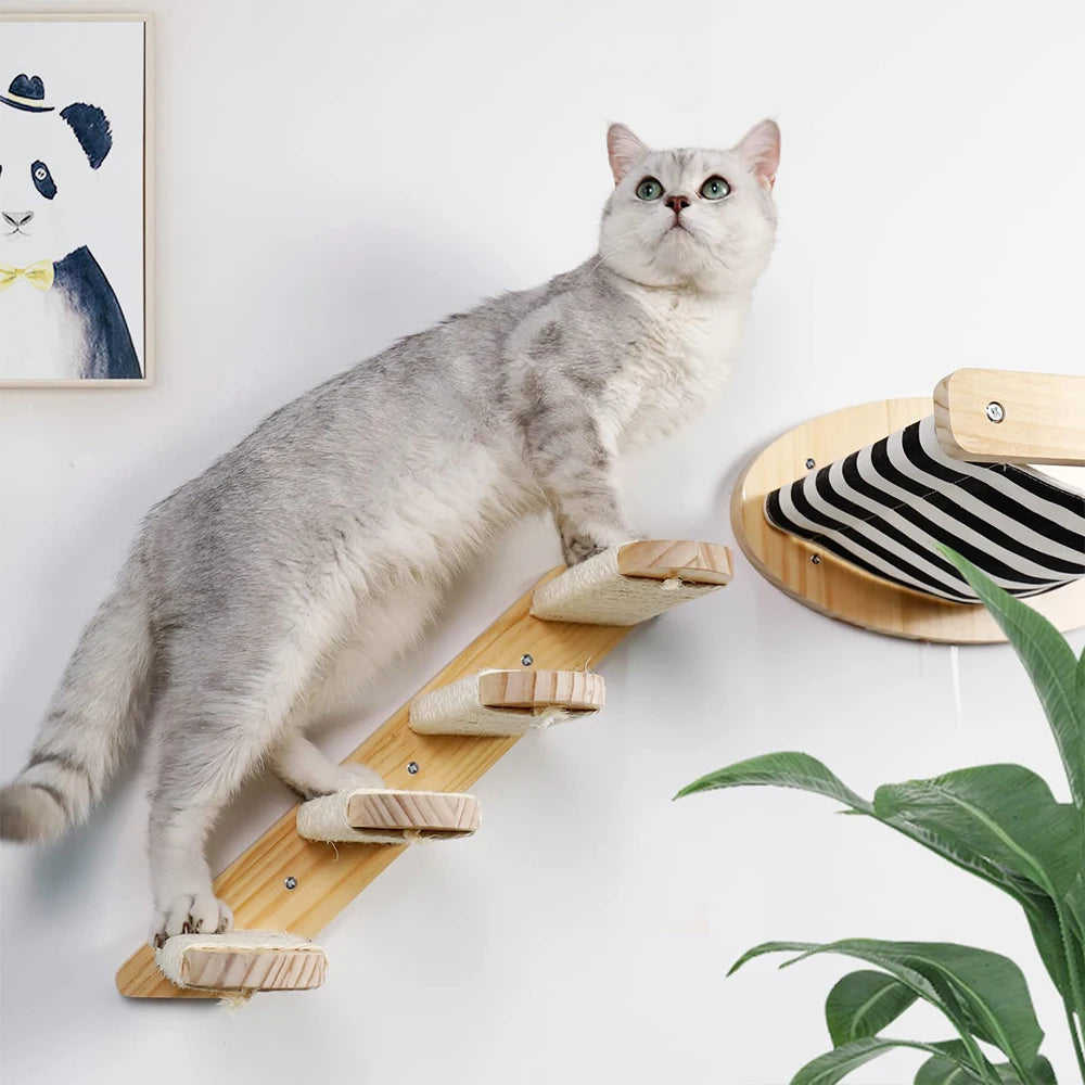 PETRAVEL Cat Wall Mounted 3-Piece Hammock And Scratching Post Set