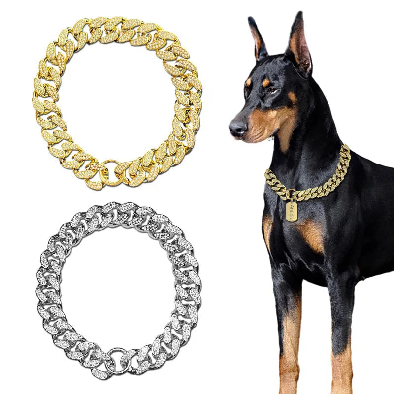 ABS Plastic Diamond Inlay Sparkle Dog Collar