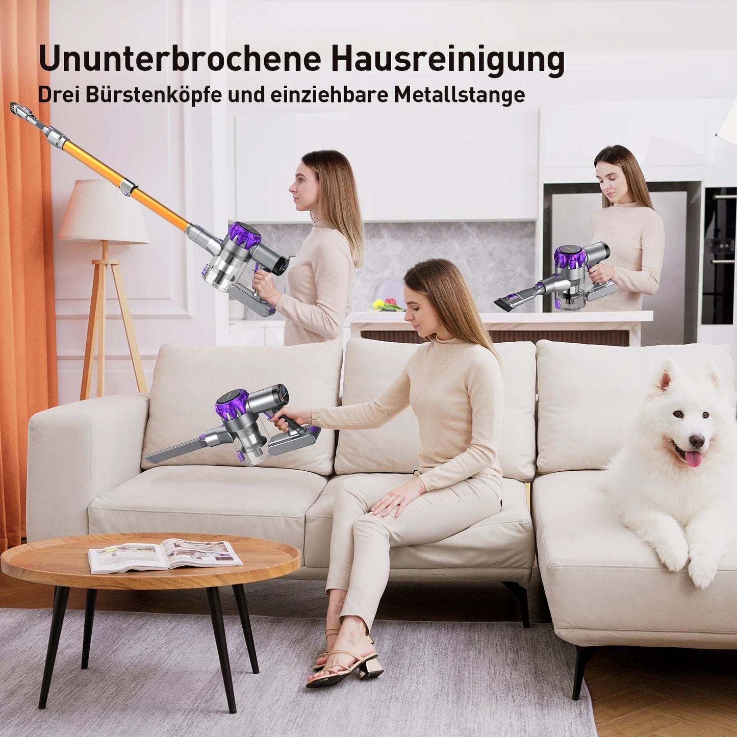 INSE Cordless Vacuum Cleaner 40KPa 55Min Runtime for Pet Hair