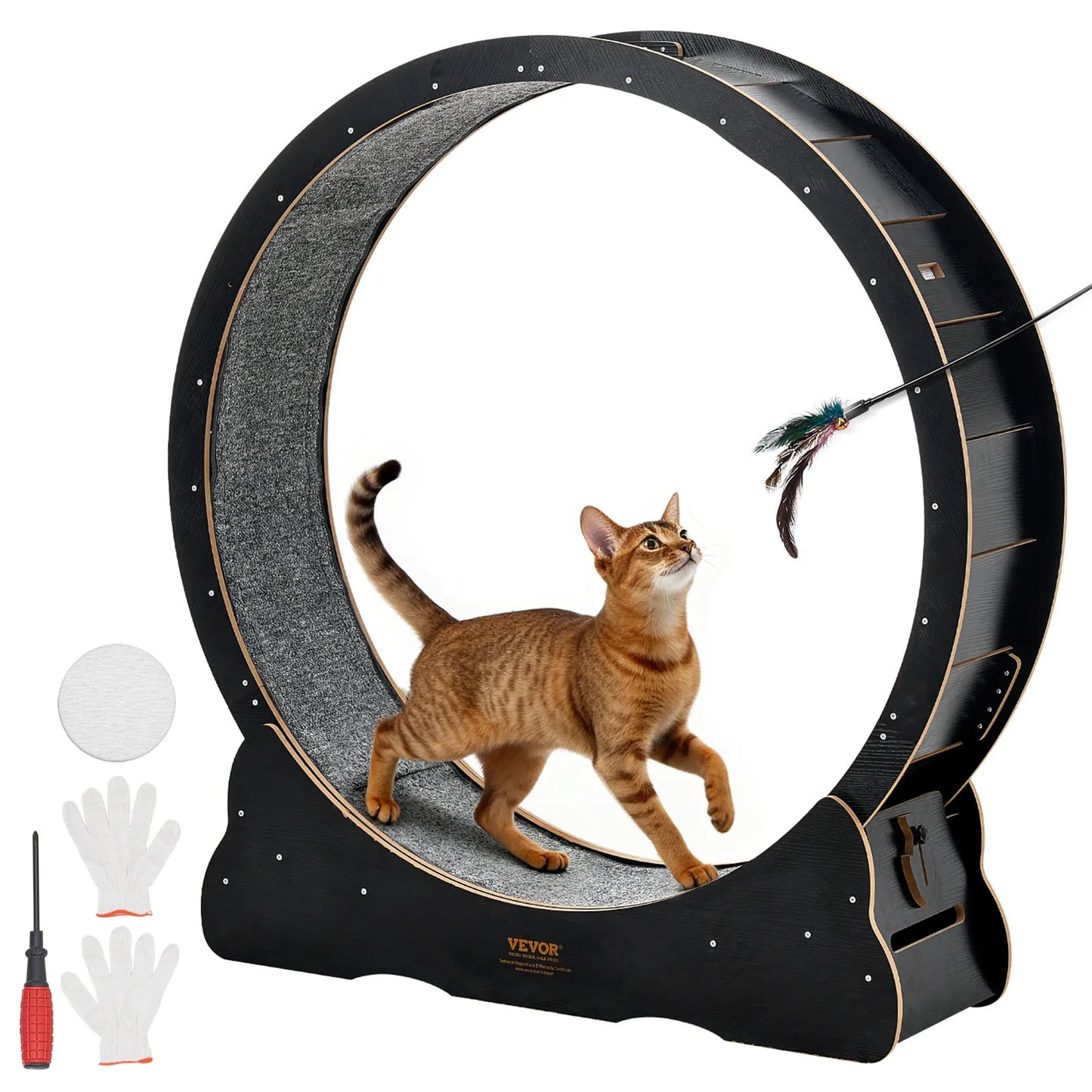 Nordara Cat Exercise Wheel Wooden Running Wheel for Indoor Cats