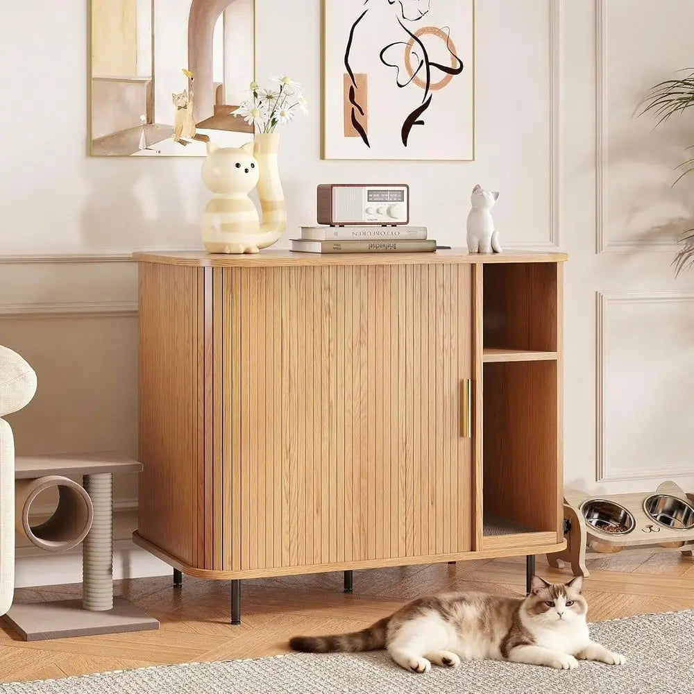 Premium Litter Box Enclosure Charging Dock And Automatic Cleaning Robot