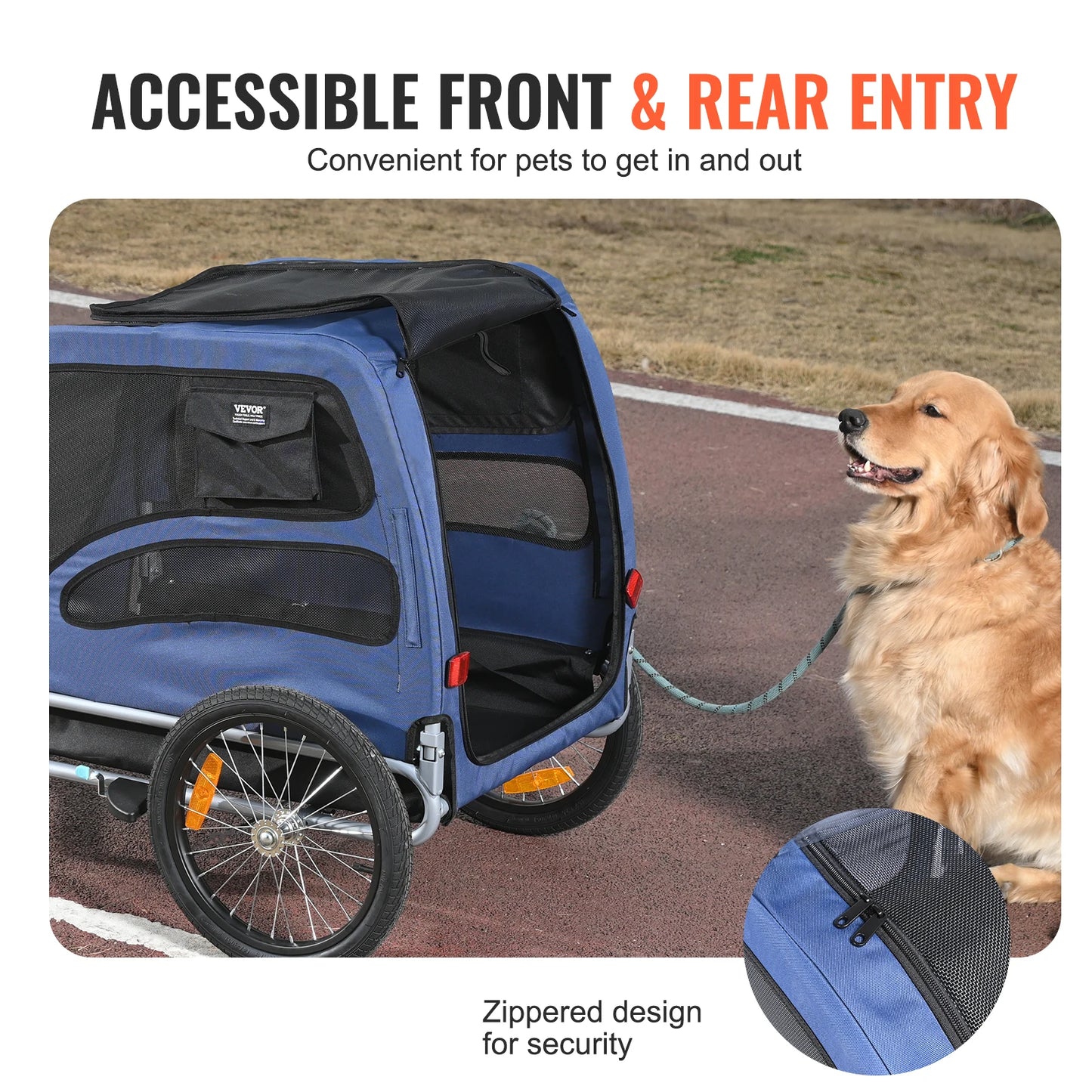 Pet Bike Trailer Carrier for Dogs 100 Lb Capacity Reflectors