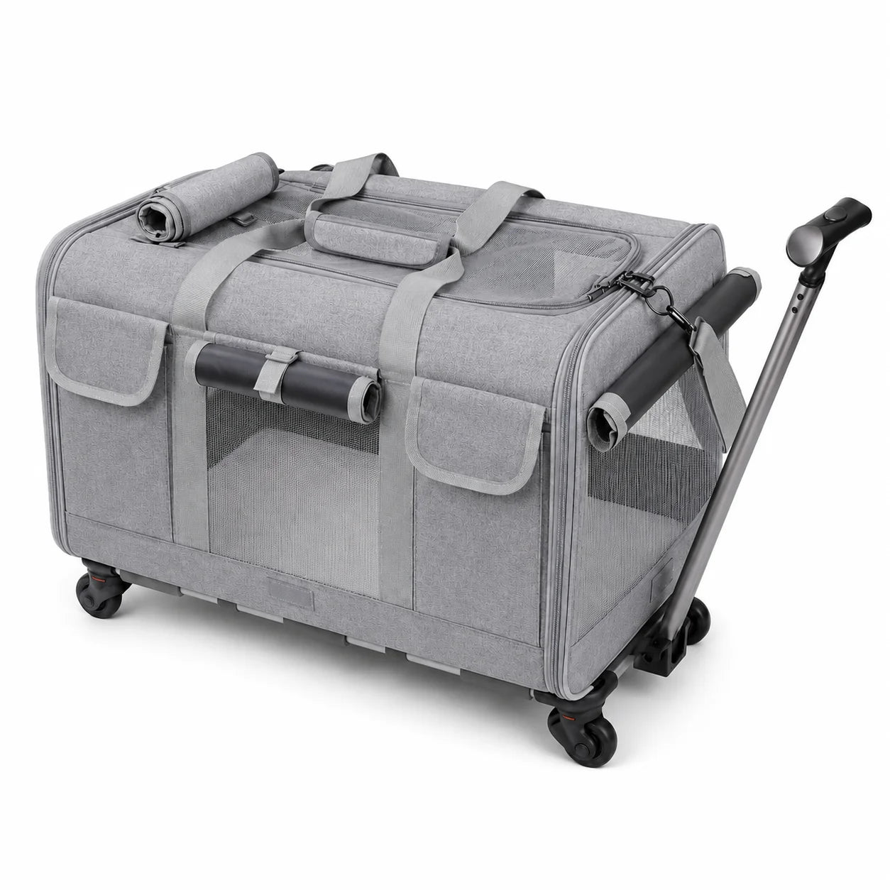 XMSJ Cat And Dog Travel Carrier With Wheels Detachable Rolling Bag