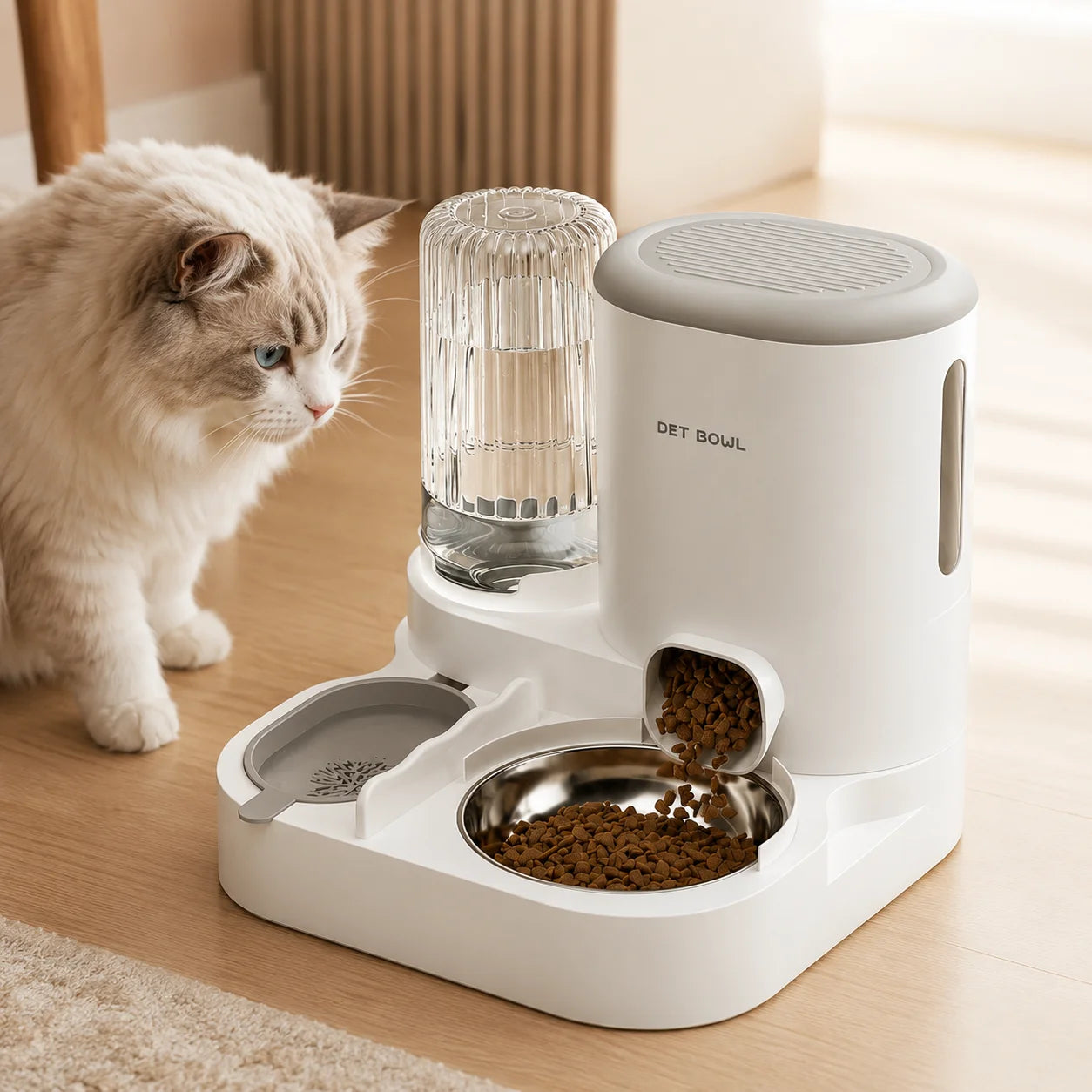 Automatic Pet Feeder And Water Dispenser 2 In 1 Food Bowl Station