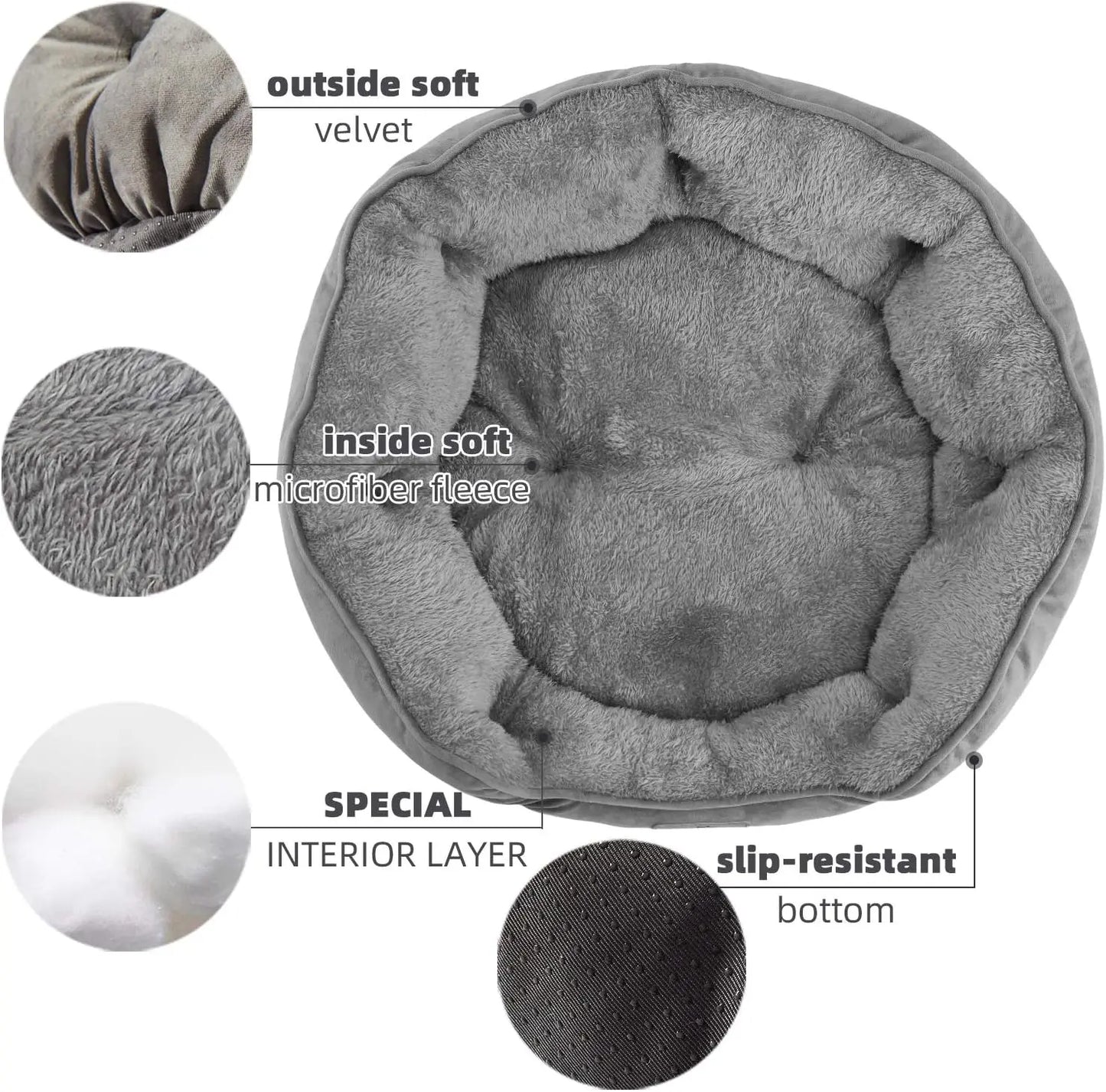 Extra Soft Pet Bed For Dogs And Cats Machine Washable Anti Slip Water Resistant