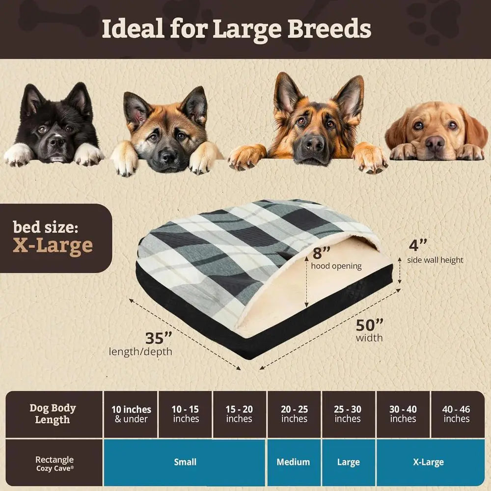 Indoor Cave Dog Bed Covered Calming Burrow With Blanket