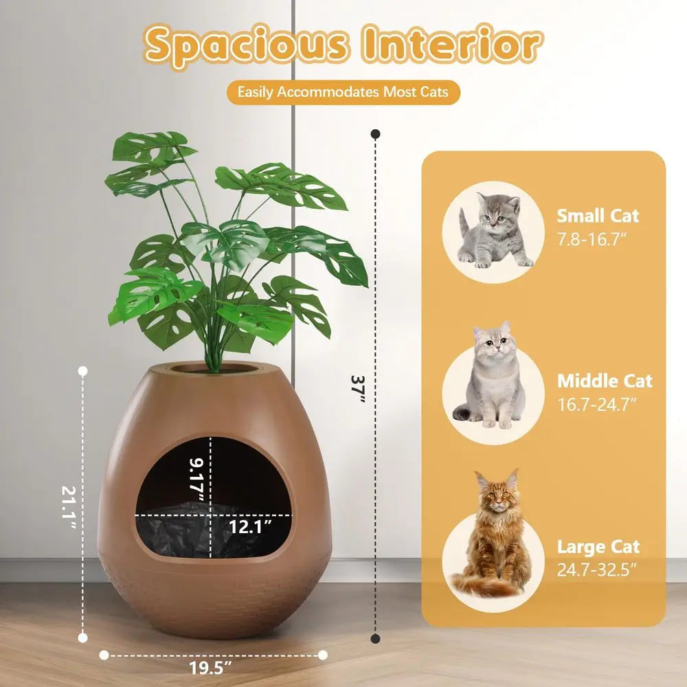 Plant Litter Box Large Cat Enclosure With 4 Litter Liners And Cat Litter Mat