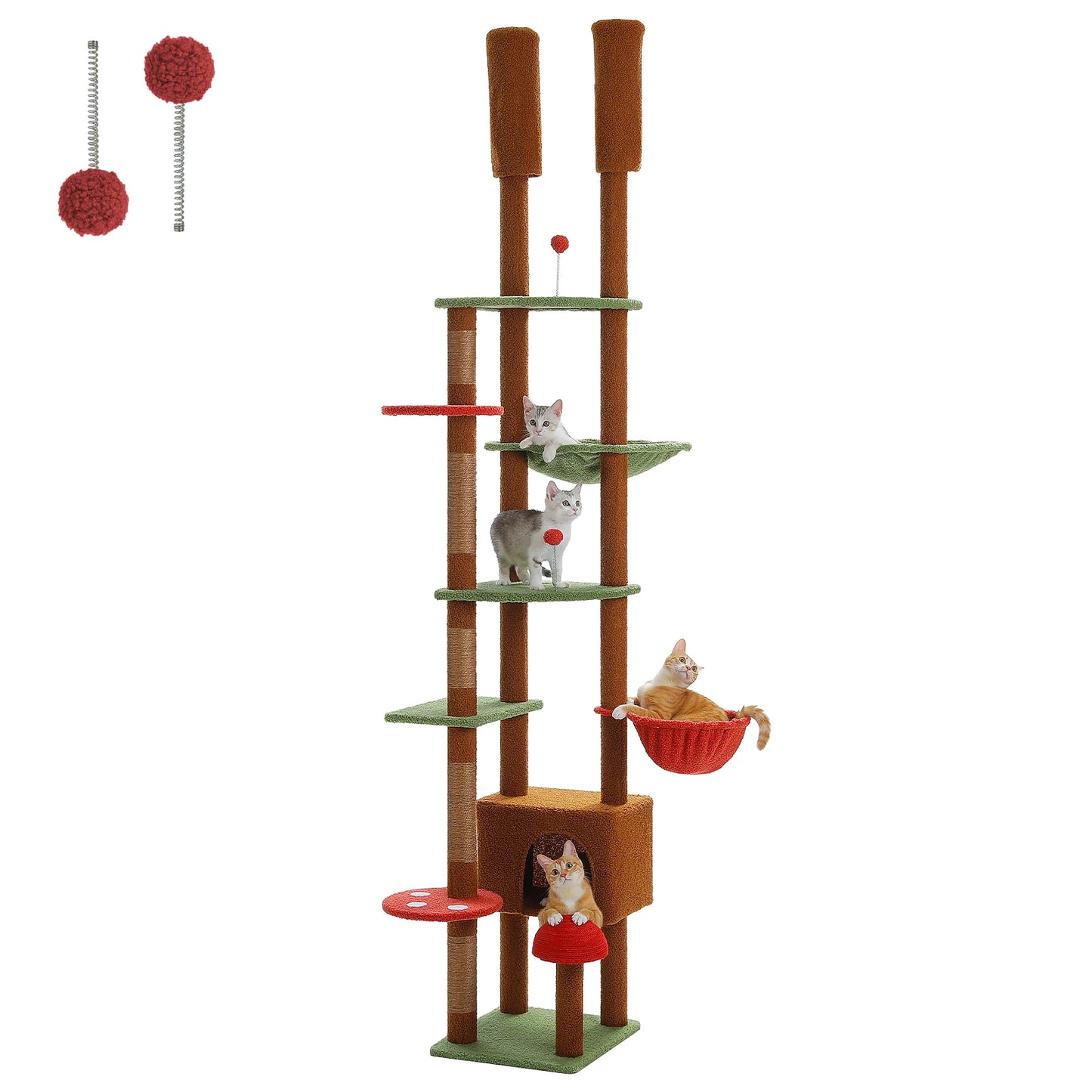 PAWZ Road Height Adjustable Wooden Cat Tree Sisal Posts Hammock
