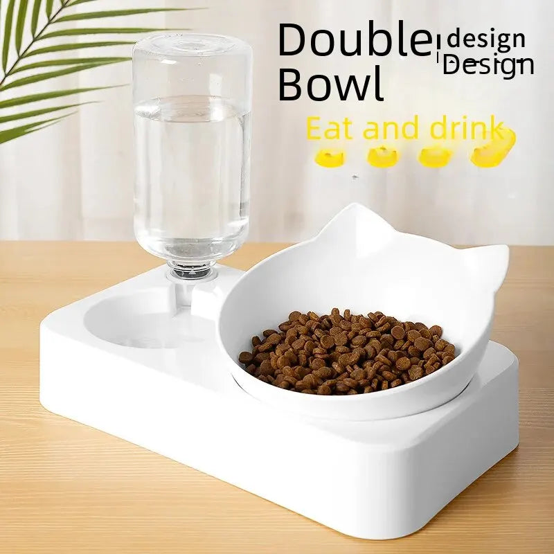 Double Bowl Automatic Watering Pet Bowl for Cats and Dogs