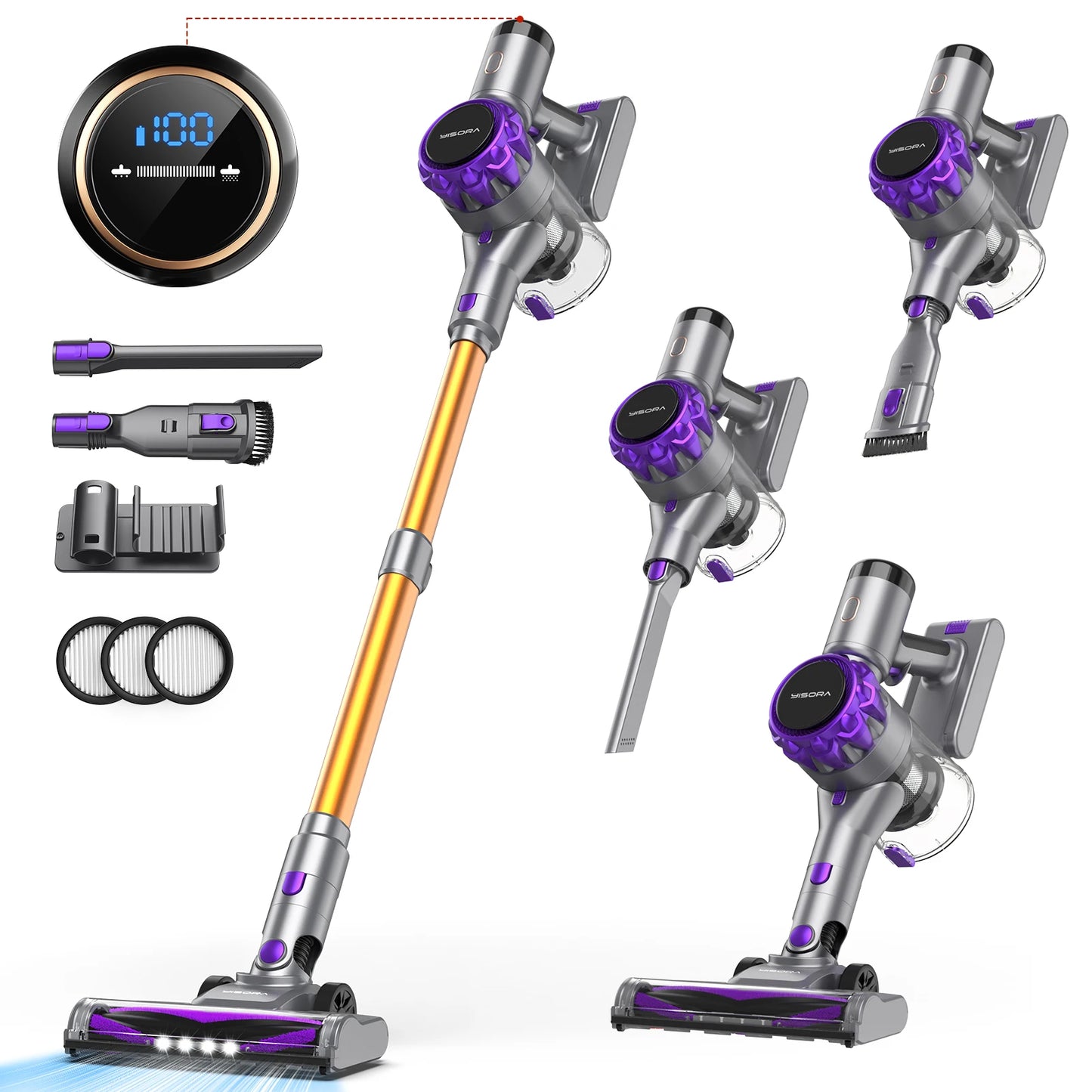 INSE Cordless Vacuum Cleaner 40KPa 55Min Runtime for Pet Hair