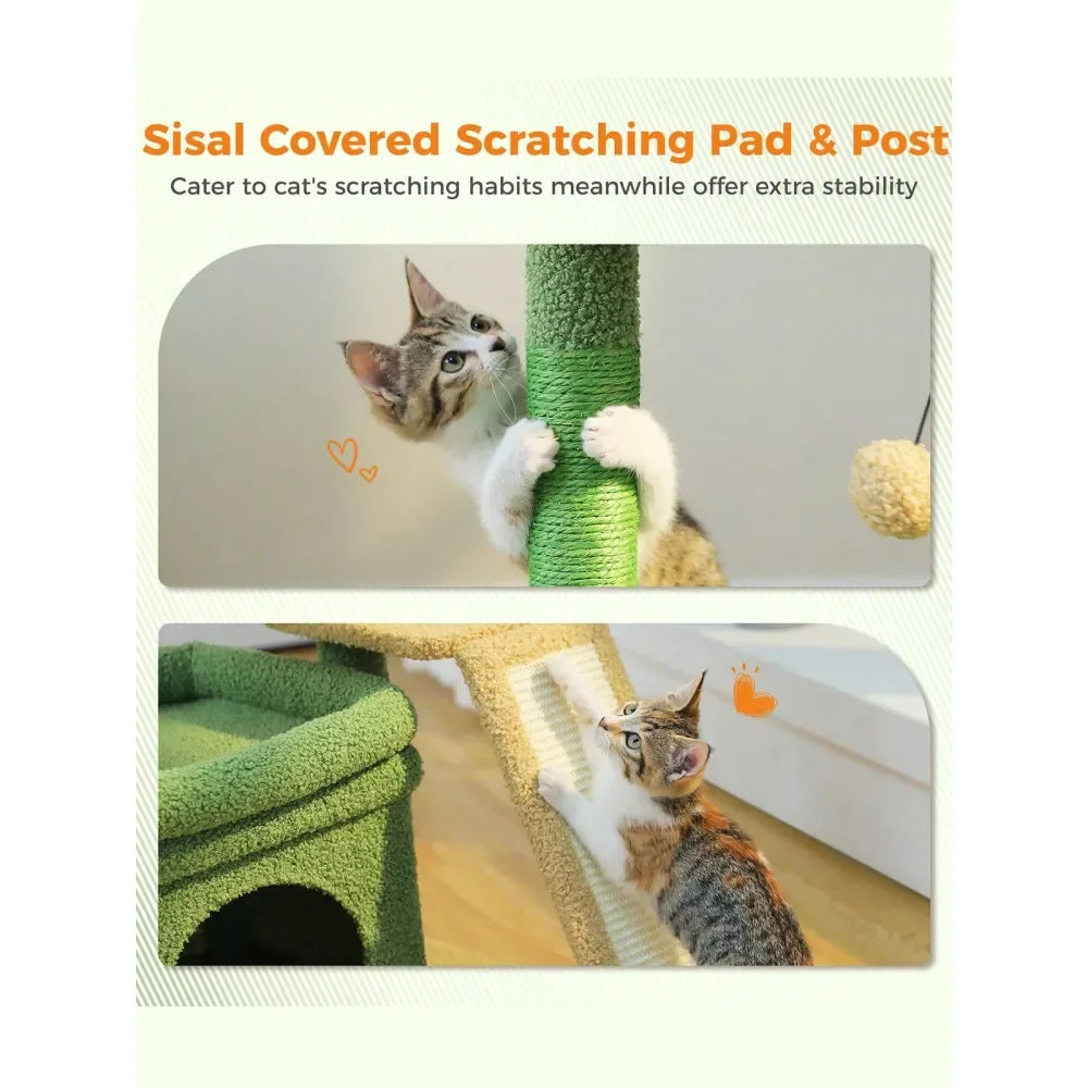 XMSJ Indoor Cat Tree with Sisal Posts, Cat Condo and Perch