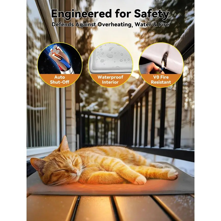 Pet Heating Pad For Dogs And Cats Waterproof Outdoor Bed