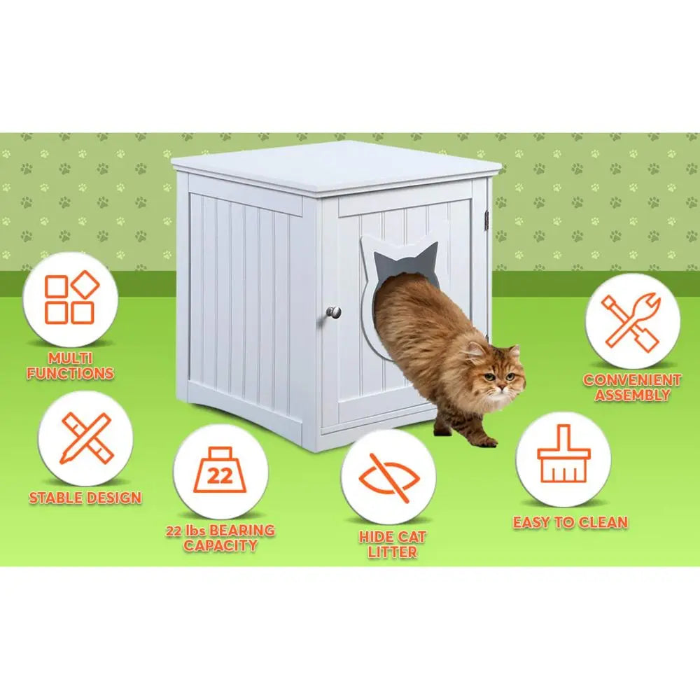 Litter Box End Table Enclosure for Indoor Pets and Cats