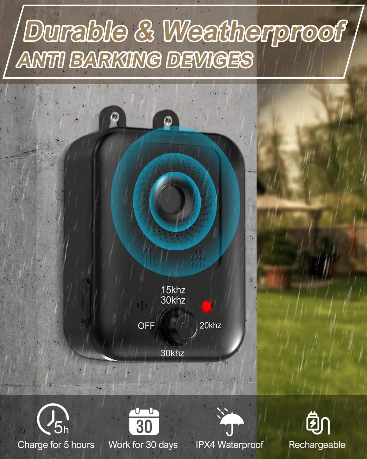 Automatic Ultrasonic Bark Control Device For Dogs Indoor Outdoor Rechargeable