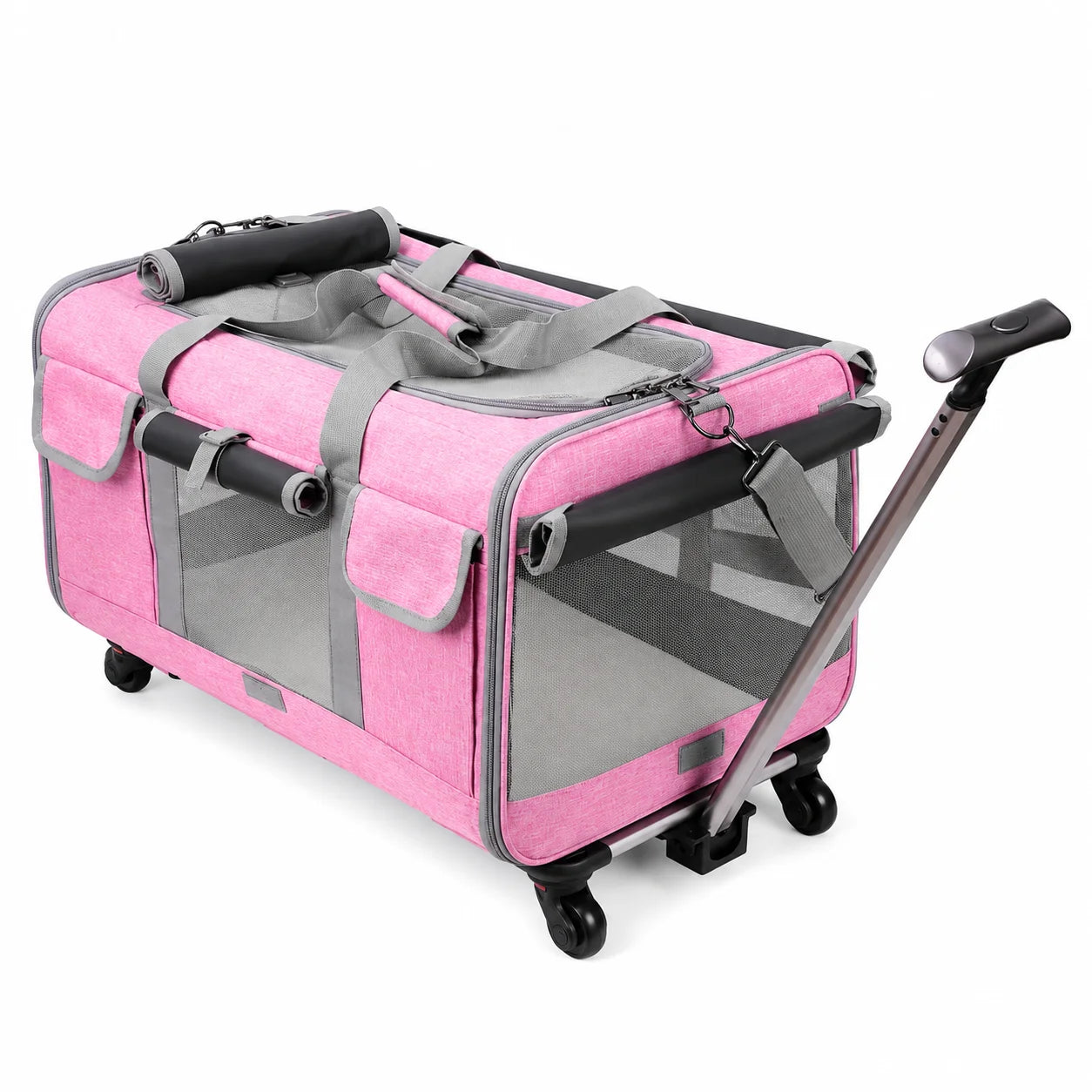 XMSJ Cat And Dog Travel Carrier With Wheels Detachable Rolling Bag