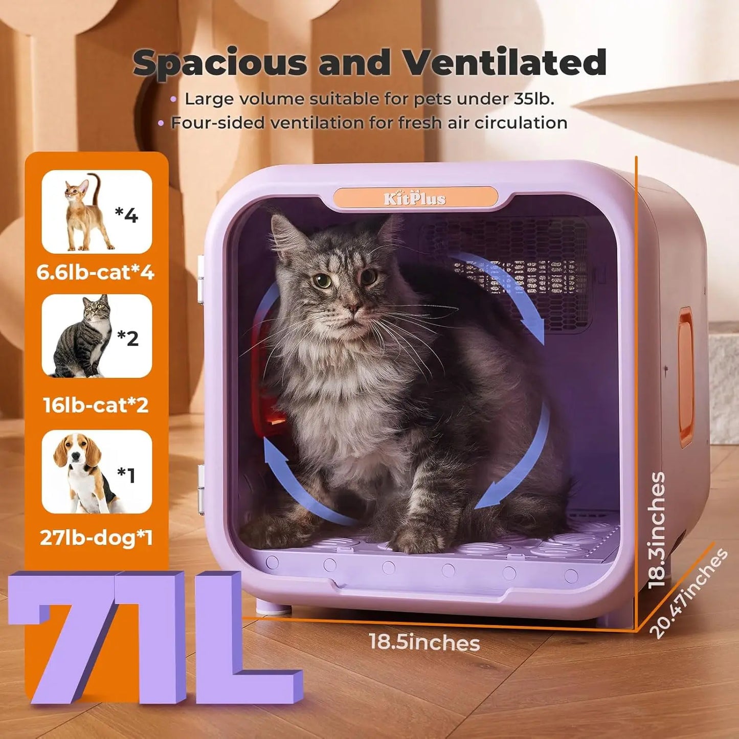 Ultra Quiet Pet Dryer Box Smart Temp Control And Lock