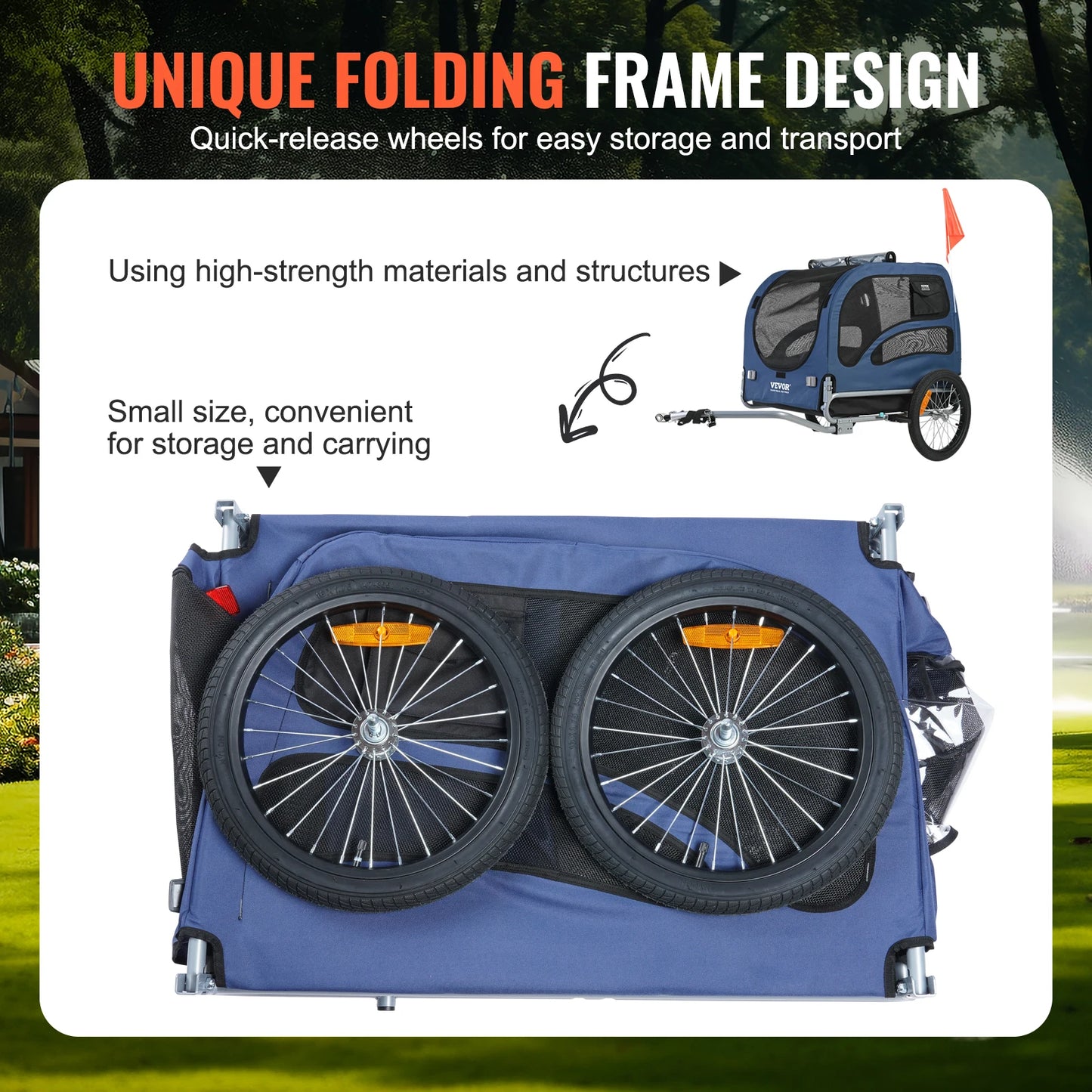 Pet Bike Trailer Carrier for Dogs 100 Lb Capacity Reflectors
