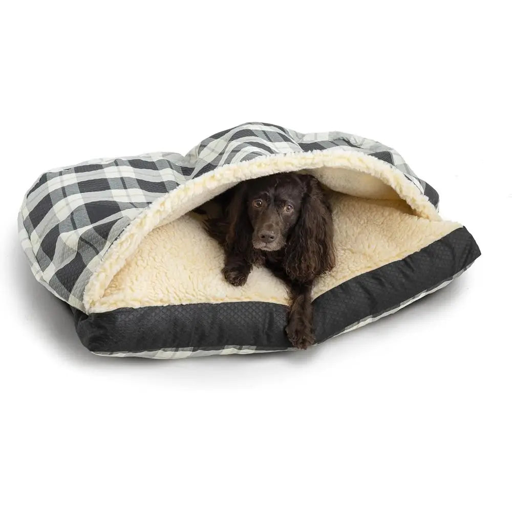 Indoor Cave Dog Bed Covered Calming Burrow With Blanket
