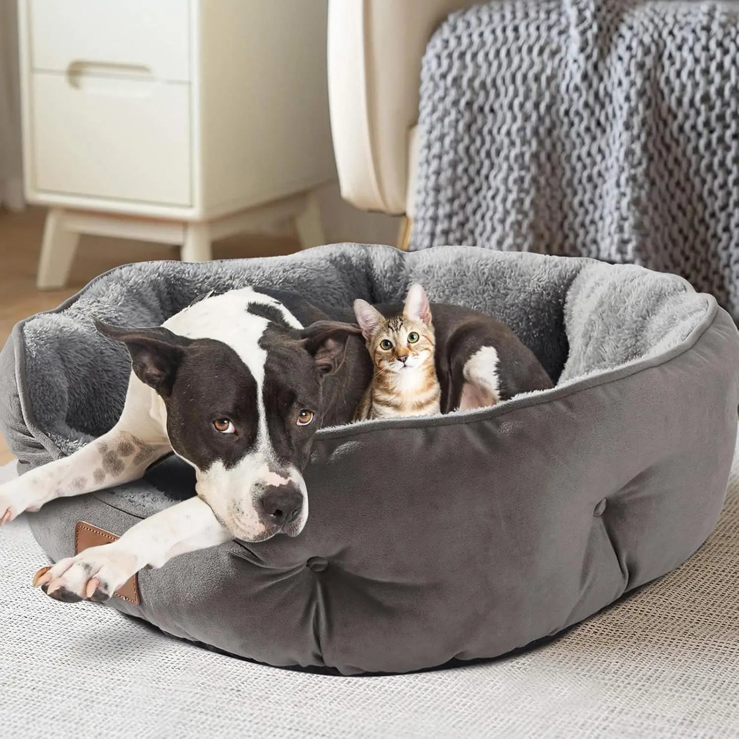 Extra Soft Pet Bed For Dogs And Cats Machine Washable Anti Slip Water Resistant