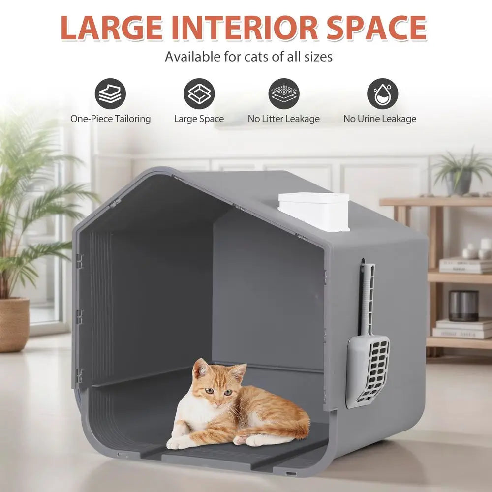 Large Enclosed Cat Litter Box Enclosure With Privacy Mat