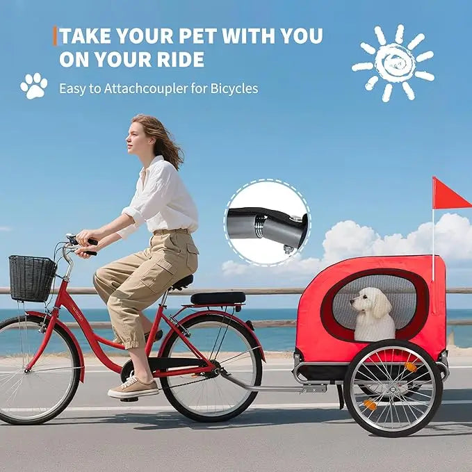 HiMISS Dog Bike Trailer Stroller Bicycle Carrier Quick Release Wheels