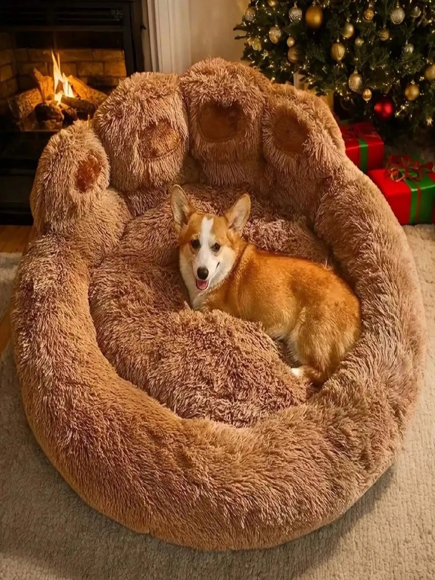 Bear Paw Plush Pet Mat Bed With Non Slip Base For Cats