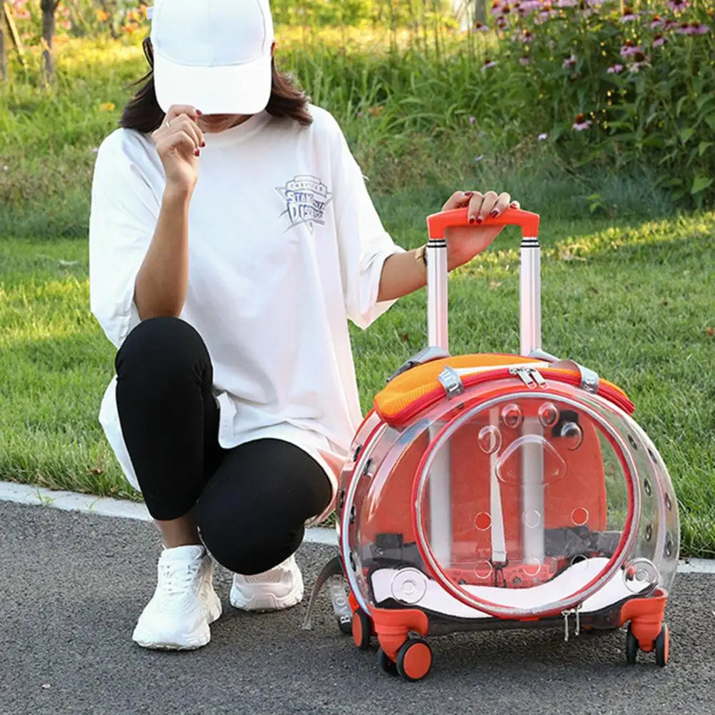 Pet Trolley Case With Ventilation Holes Travel Backpack For Cats