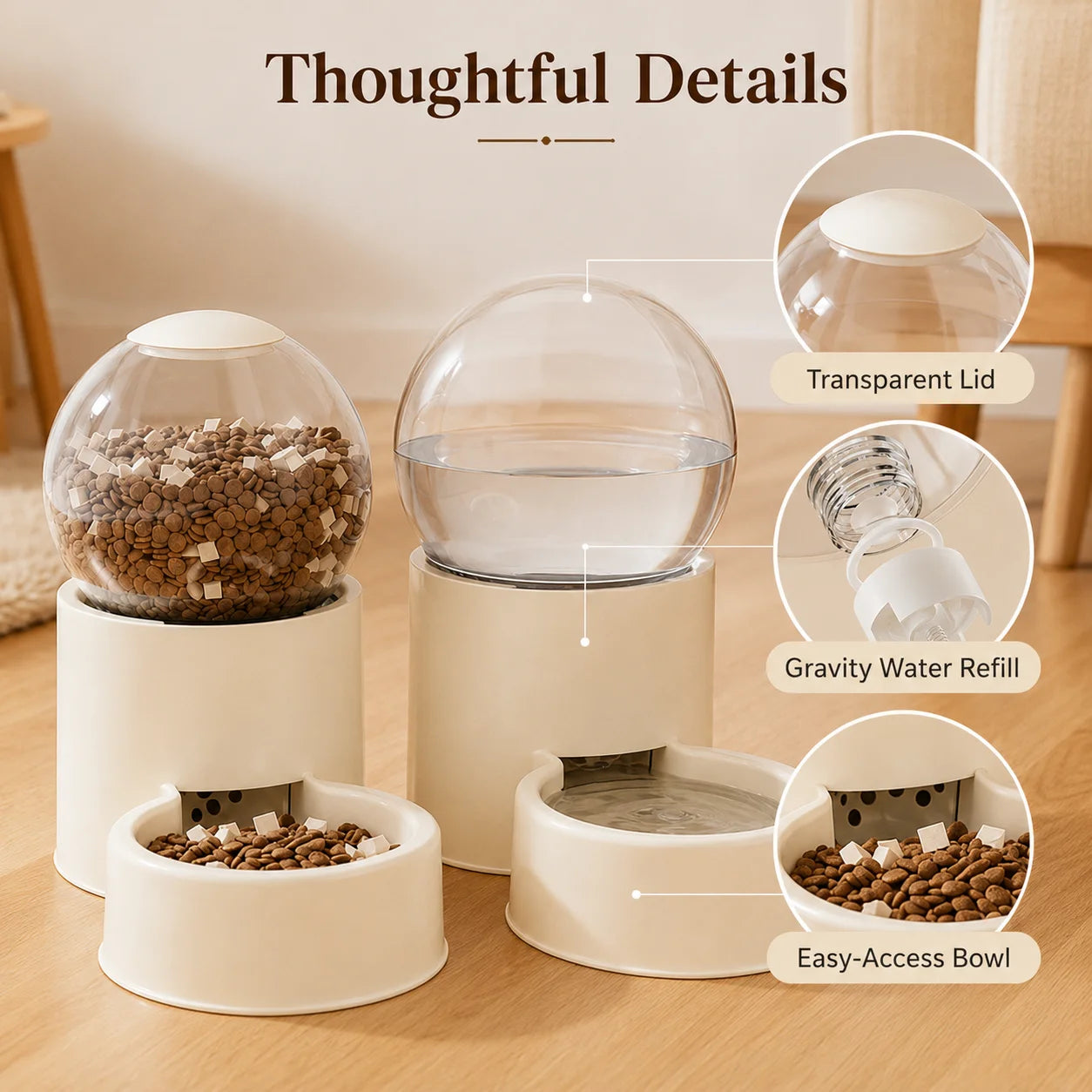 Automatic Gravity Feeder And Water Dispenser For Cats Spill Proof