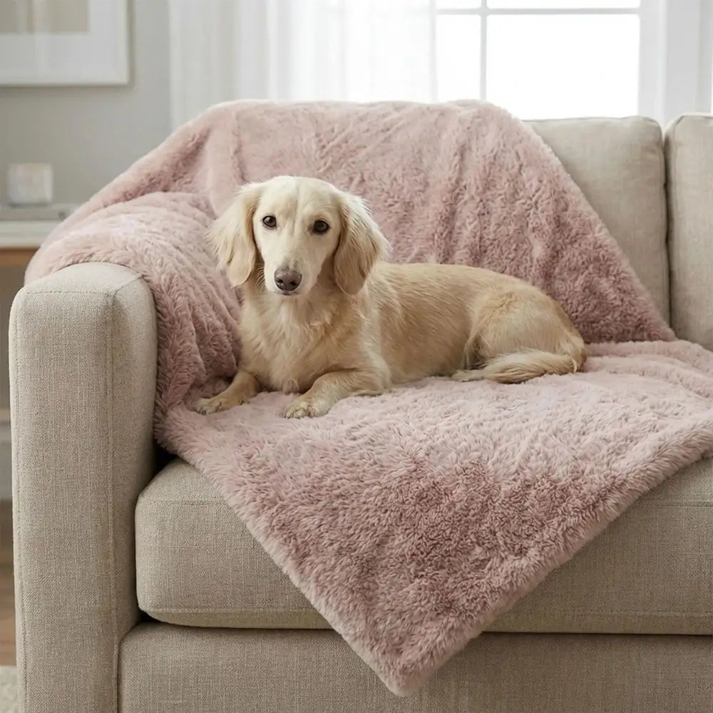 Waterproof Faux Fur Pet Throw Blanket For Cats And Dogs Washable